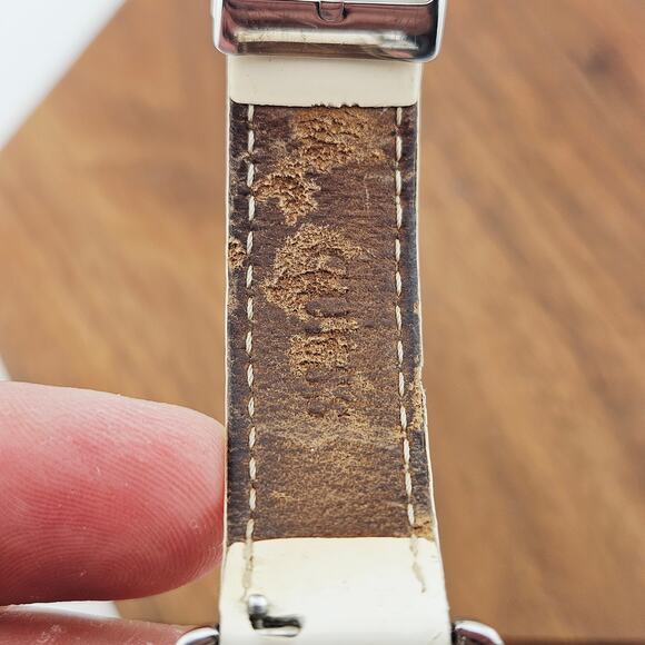 Guess Women's Crystal Halo Silver Tone Watch Whimsical Numbers Cream Band - Picture 7 of 8